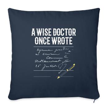 A Wise Doctor Once Wrote Docteur Drôle - Housse de coussin décorative 45 x 45 cm - bleu marine - Devant