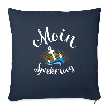 Moin Spiekeroog Ancre et vague pour vacances à la plage - Housse de coussin décorative 45 x 45 cm - bleu marine - Devant