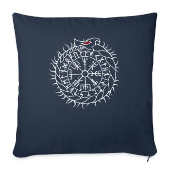 Vegvisir et Futhark - Ouroboros - Housse de coussin décorative 45 x 45 cm - bleu marine - Devant