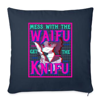 Yandere Anime Girl Waifu Vaporwave Aesthetic Gift - Housse de coussin décorative 45 x 45 cm - bleu marine - Devant