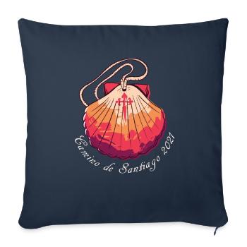 Camino de Santiago 2021 Way of St. James Pilgrim's Mussel - Sofa pillowcase 17,3'' x 17,3'' (45 x 45 cm) - navy - Front