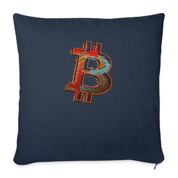 Bitcoin BTC und Crypto Design - Sofakissenbezug 45 x 45 cm - Navy - Vorne