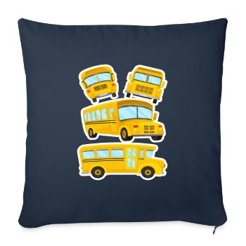 School Bus Kids Boys Girls - Sofa pillowcase 17,3'' x 17,3'' (45 x 45 cm) - navy - Front