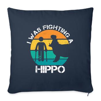 I Qu’est-ce que Fighting A Hippo Jambe cassée Plps - Housse de coussin décorative 45 x 45 cm - bleu marine - Devant