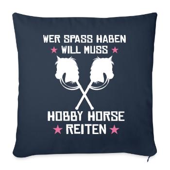 Hobby horsing reiten Hobby horse Steckenpferd - Sofakissenbezug 45 x 45 cm - Navy - Vorne