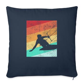 Kitesurfer kite kiteboard kitesurfing - Housse de coussin décorative 45 x 45 cm - bleu marine - Devant