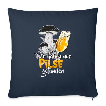 Pilzsucher Designs | Auf die Pilze fertig los - Sofakissenbezug 45 x 45 cm - Navy - Vorne