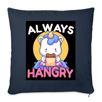 Always Hangry Bonbons Licorne Faim Cadeau - Housse de coussin décorative 45 x 45 cm - bleu marine - Devant