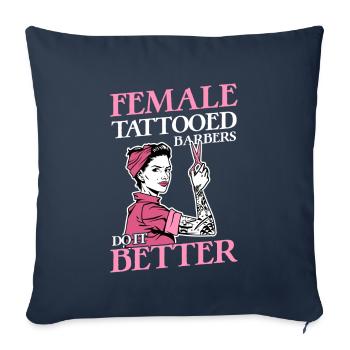 Les barbiers tatoués font mieux coiffeur - Housse de coussin décorative 45 x 45 cm - bleu marine - Devant