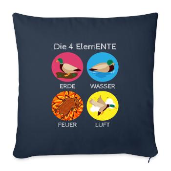 Die 4 ElemENTE Enten Ente Feuer Wasser - Sofakissenbezug 45 x 45 cm - Navy - Vorne