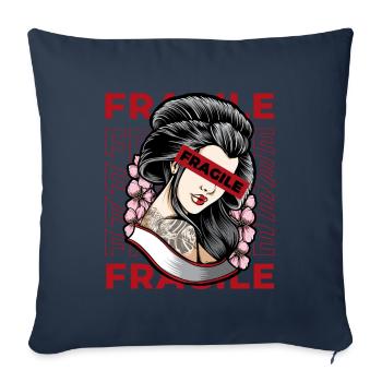 Geisha Fragile Grunge Japanese Aesthetic Cadeau - Housse de coussin décorative 45 x 45 cm - bleu marine - Devant