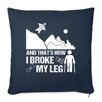 Wingsuit jambe cassée jambe fracture cadeau enfant - Housse de coussin décorative 45 x 45 cm - bleu marine - Devant