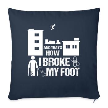 Pied Cassé fracture du pied cadeau enfant Parkour - Housse de coussin décorative 45 x 45 cm - bleu marine - Devant