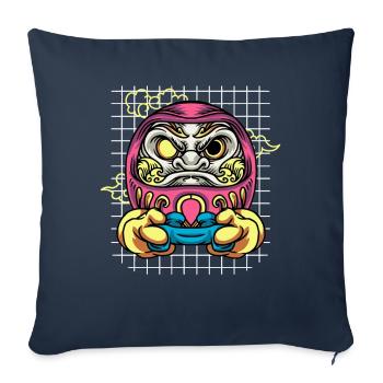 Japanese Daruma Doll Video Gamer Gaming Clothes - Sofa pillowcase 17,3'' x 17,3'' (45 x 45 cm) - navy - Front