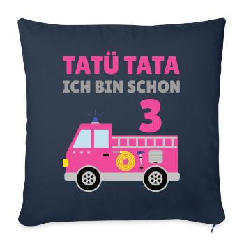 Feuerwehrauto 3. Geburtstag 3 Jahre Geschenk - Sofakissenbezug 45 x 45 cm - Navy - Vorne