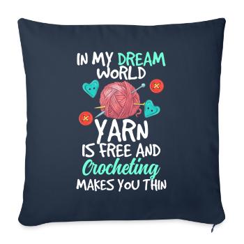 Dream World Yarn Free Crocheting Thin Crochet Wool - Sofa pillowcase 17,3'' x 17,3'' (45 x 45 cm) - navy - Front