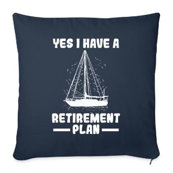 Plan de retraite voilier pension retraite bateau - Housse de coussin décorative 45 x 45 cm - bleu marine - Devant