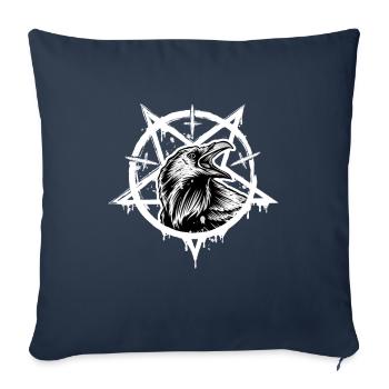 Corneille satanique Pentagram Aesthetic Corbeau occulte - Housse de coussin décorative 45 x 45 cm - bleu marine - Devant