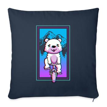 Bear Biker Riding A Bicycle Mountain Bike Kawaii - Sofa pillowcase 17,3'' x 17,3'' (45 x 45 cm) - navy - Front