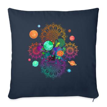 Mandala Psychedelic - Housse de coussin décorative 45 x 45 cm - bleu marine - Devant