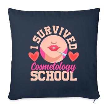 I Survived Cosmetology School Beauté - Housse de coussin décorative 45 x 45 cm - bleu marine - Devant