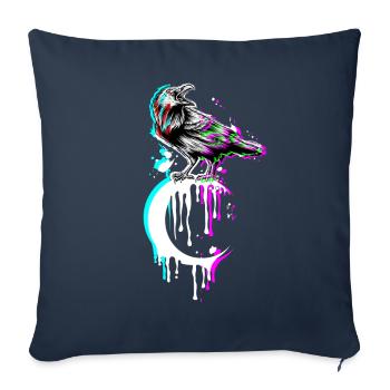 Tarot Card Corbeau Lune Vaporwave Occulte Corbeau Goth - Housse de coussin décorative 45 x 45 cm - bleu marine - Devant