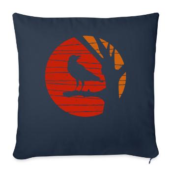 Corbeau Retro Oiseau Aesthetic Silhouette Black Corbeau - Housse de coussin décorative 45 x 45 cm - bleu marine - Devant