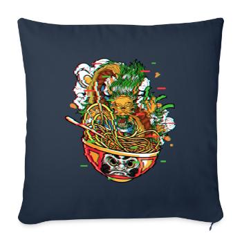 Dragon De Ramen Dans Daruma Bowl Vaporwave Kanagawa - Housse de coussin décorative 45 x 45 cm - bleu marine - Devant