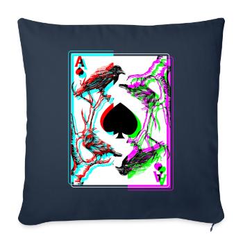 Corbeau And The Ace Of Spade Occulte Death Rabe - Housse de coussin décorative 45 x 45 cm - bleu marine - Devant