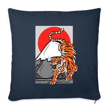 Tiger Aesthetic Japan Mt. Fuji Fujiyama Red Sun - Housse de coussin décorative 45 x 45 cm - bleu marine - Devant