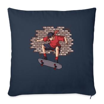 Skater Anime Girl Skateboard Esthétique Web - Housse de coussin décorative 45 x 45 cm - bleu marine - Devant