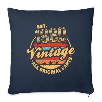 EST. 1980 Vintage Toutes les pièces d'origine - Housse de coussin décorative 45 x 45 cm - bleu marine - Devant