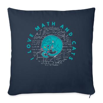 Maths Amour Mathématiques Algésabra Félin - Housse de coussin décorative 45 x 45 cm - bleu marine - Devant