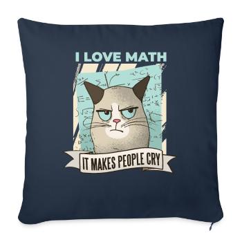 Maths Amour Pleurer Mathe mathématicien Amour du chat - Housse de coussin décorative 45 x 45 cm - bleu marine - Devant