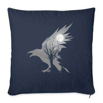 Corbeau noir Jaune Corbeau Aesthetic - Housse de coussin décorative 45 x 45 cm - bleu marine - Devant