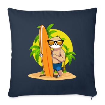 Surf paresseux Kawaii Beach Surfeur Aesthetic Surf - Housse de coussin décorative 45 x 45 cm - bleu marine - Devant