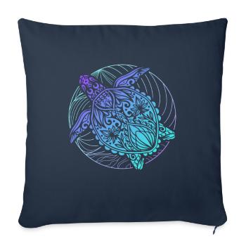 Turtles Mandala Diver Surfer - Sofa pillowcase 17,3'' x 17,3'' (45 x 45 cm) - navy - Front