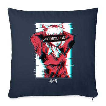 Heartless Anime Girl Vaporwave Aesthetic Otaku - Housse de coussin décorative 45 x 45 cm - bleu marine - Devant