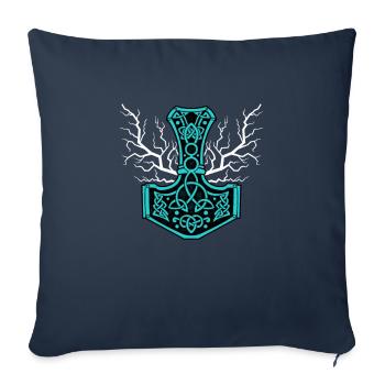 Le marteau de Thor avec flash - Mjölnir - Housse de coussin décorative 45 x 45 cm - bleu marine - Devant