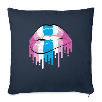 Lip Bite Femboy Wimp LGBTQ Pride Lips - Sofa pillowcase 17,3'' x 17,3'' (45 x 45 cm) - navy - Front