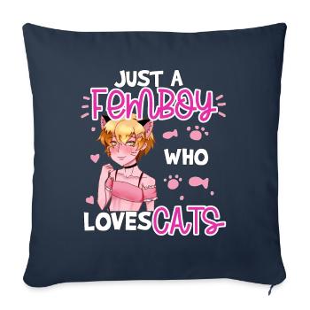 Just A Femboy Who Loves Cats Anime Boy Cat Lover - Sofa pillowcase 17,3'' x 17,3'' (45 x 45 cm) - navy - Front