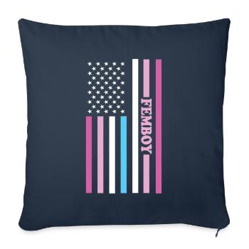 Femboy LGBTQ Rainbow Gay Pride American Flag Queer - Housse de coussin décorative 45 x 45 cm - bleu marine - Devant