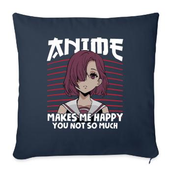 Anime Makes Me Happy You Not So Much Anime Waifu - Housse de coussin décorative 45 x 45 cm - bleu marine - Devant
