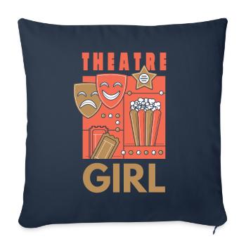 Théâtre Fille fille actrice actrice de théâtre - Housse de coussin décorative 45 x 45 cm - bleu marine - Devant