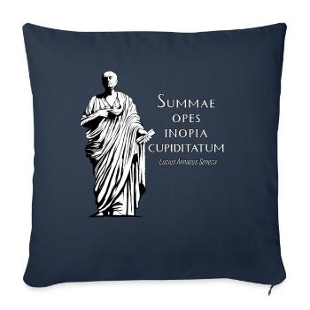 Latin - Summae Opes Inopia Cupiditatum - Housse de coussin décorative 45 x 45 cm - bleu marine - Devant