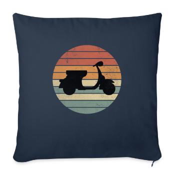 Scooter scooter Sunset Vintage - Housse de coussin décorative 45 x 45 cm - bleu marine - Devant