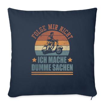 Stupid Things Scooter Driver Two-Wheeler Vintage Hobbyist - Sofa pillowcase 17,3'' x 17,3'' (45 x 45 cm) - navy - Front