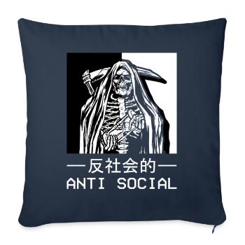 Squelettique Faucheuse Antisocial Ange de la Mort - Housse de coussin décorative 45 x 45 cm - bleu marine - Devant