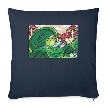 Cottagecore Aesthetic Frog Surfer Mushroom Kawaii - Sofa pillowcase 17,3'' x 17,3'' (45 x 45 cm) - navy - Front