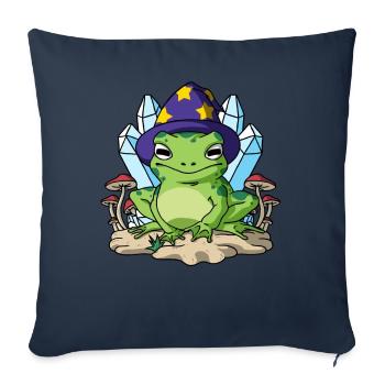 Cottagecore Aesthetic Frog Wizard Hat Mushroom - Sofa pillowcase 17,3'' x 17,3'' (45 x 45 cm) - navy - Front